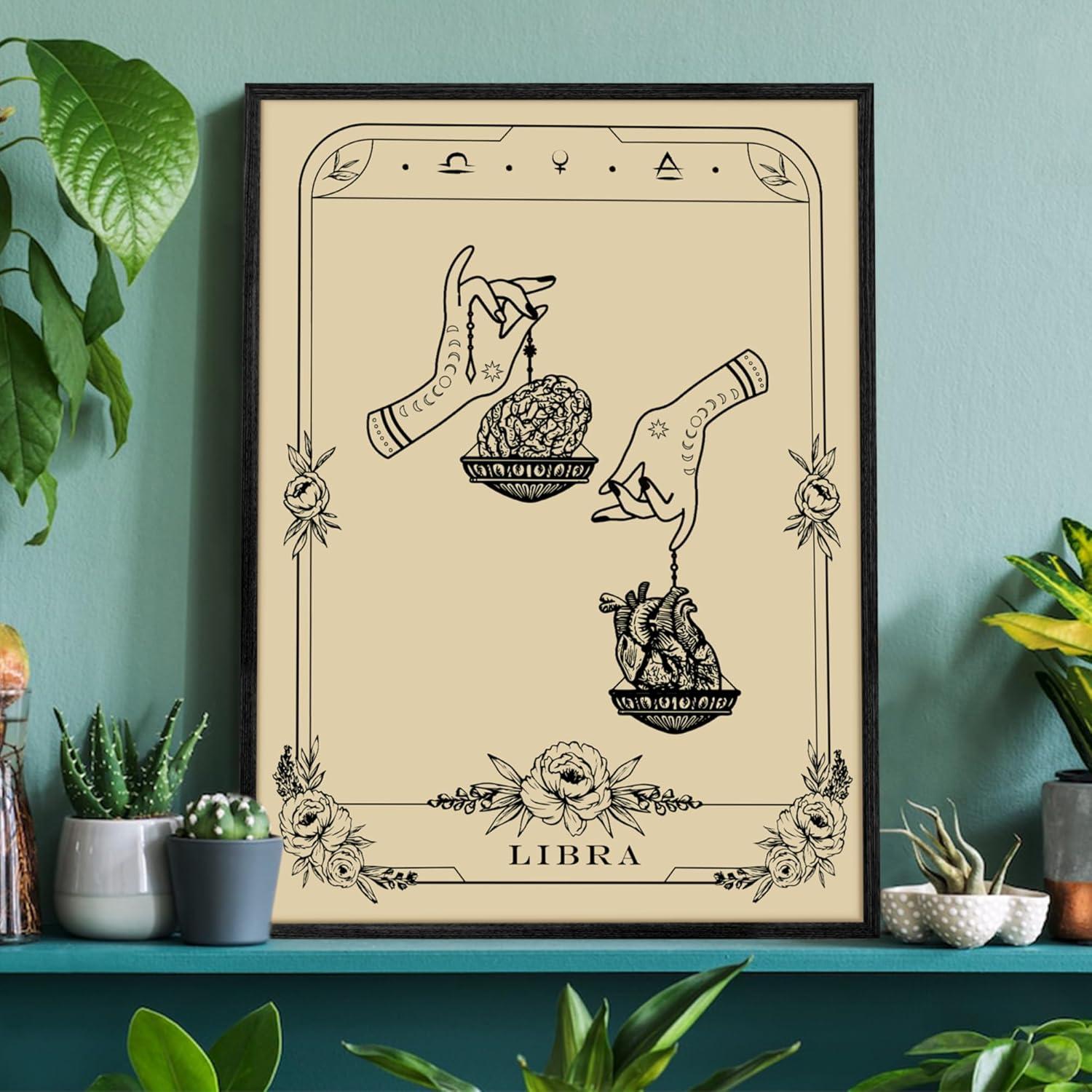 Konstellation Leinwand Bilder mit Rahmen Schwarz, WaageTarot