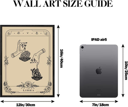 Konstellation Leinwand Bilder mit Rahmen Schwarz 30x40 cm WaageTarot