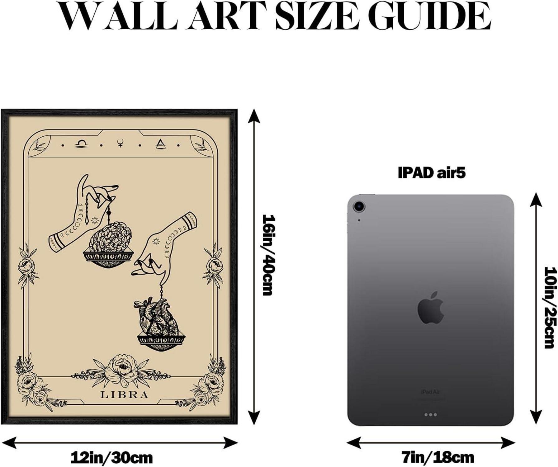 Konstellation Leinwand Bilder mit Rahmen Schwarz 30x40 cm WaageTarot