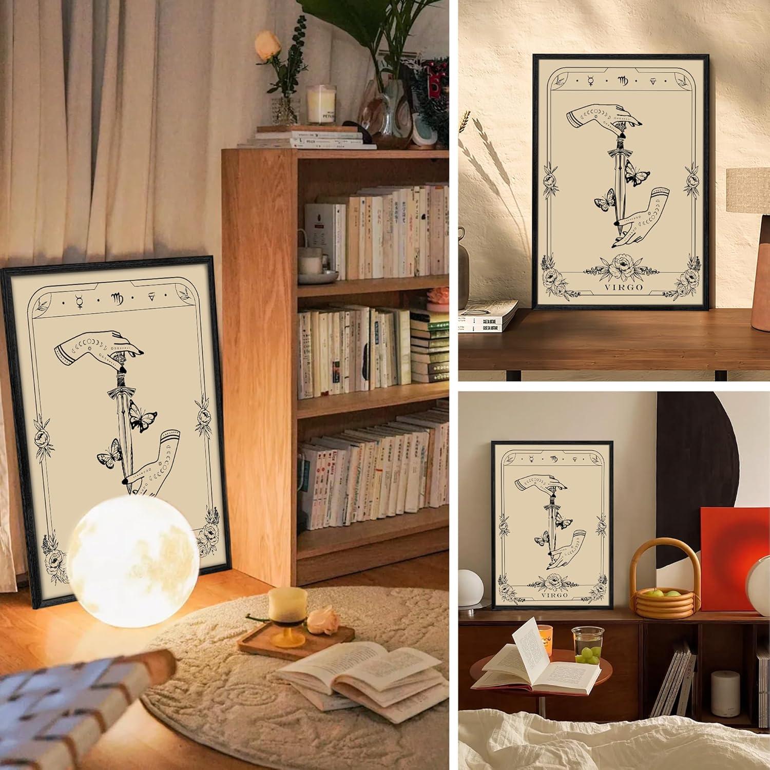 Konstellation Leinwandbilder Schwarz 30x40cm Jungfrau Tarot Wandkunst Aesthetic