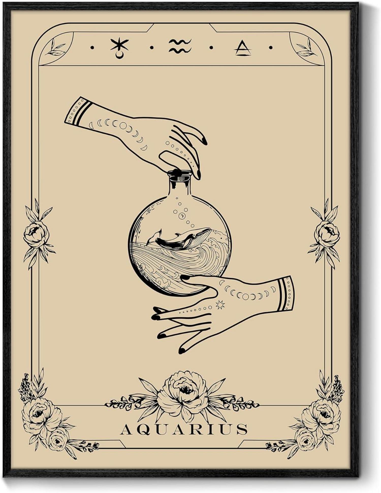 Konstellation Leinwandbilder mit Schwarzem Rahmen 30x40cm - Wassermann