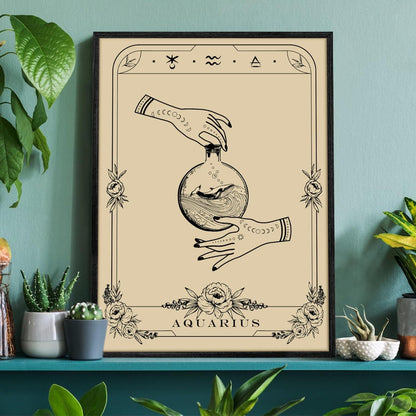 Konstellation Leinwandbilder mit Schwarzem Rahmen 30x40cm - Wassermann