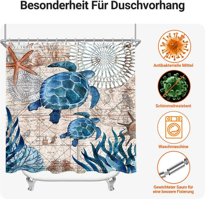 Duschvorhang Meeresschildkröte 120x180cm Antischimmel Wasserabweisend