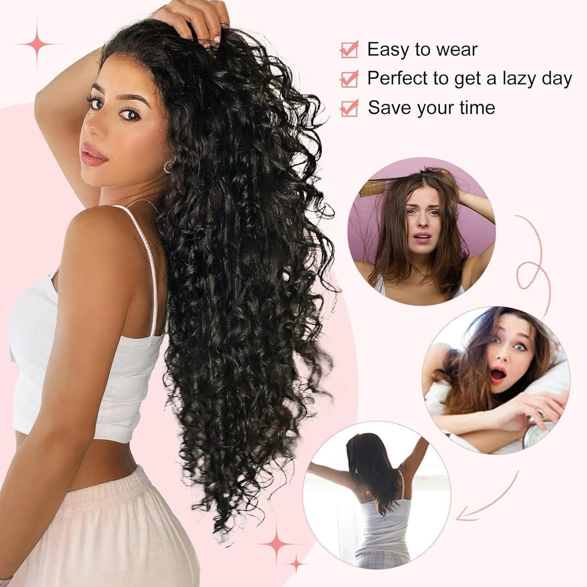 22 Zoll Lockige Haarverlängerung Aschblond - Clip In Set