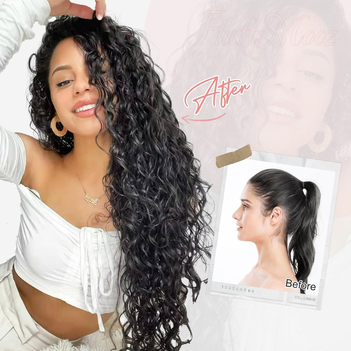 22 Zoll Lockige Haarverlängerung Aschblond - Clip In Set
