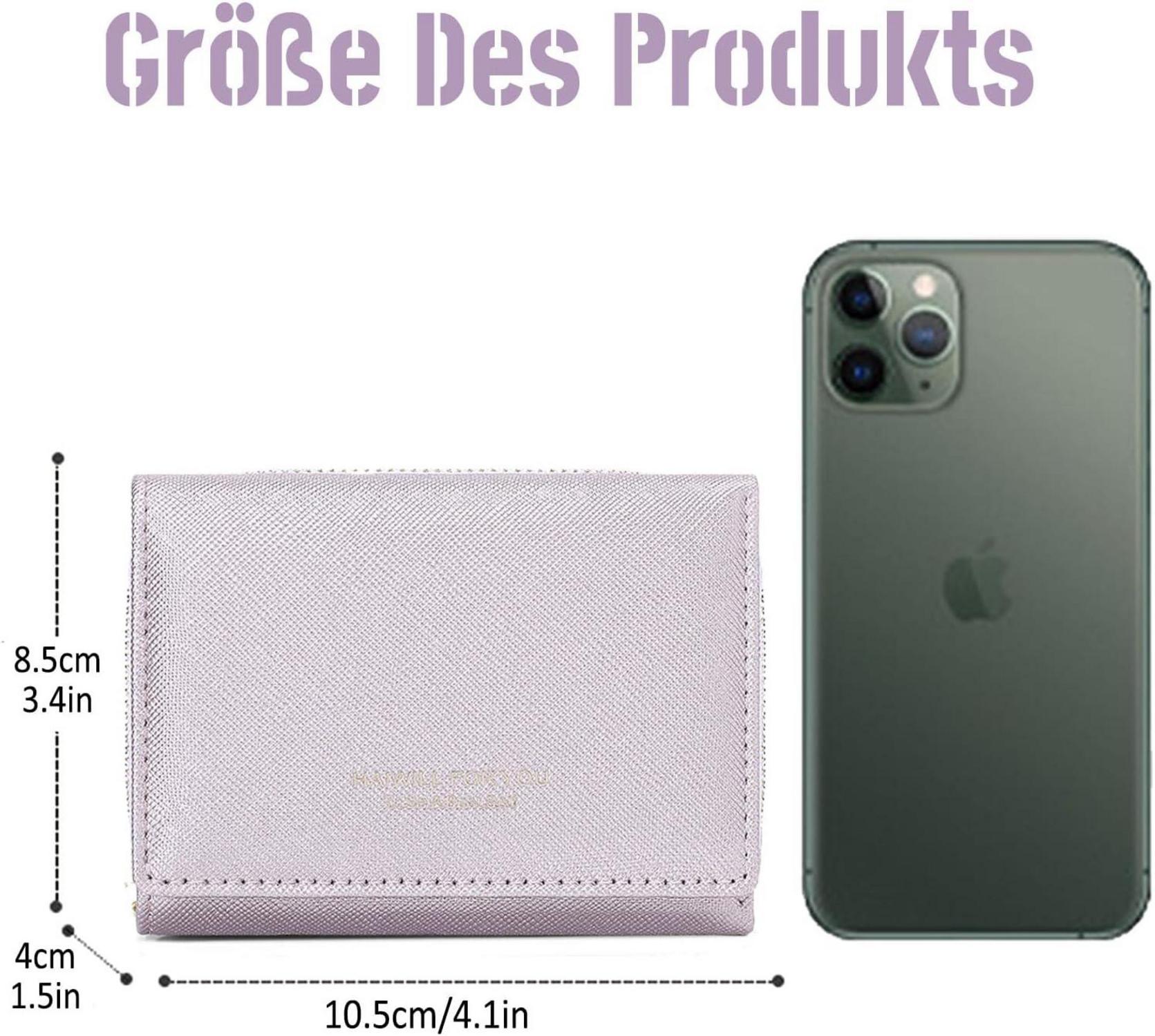 HAIWILL Geldbeutel Damen Klein PU Leder Münzfach 7 Kartenfächer Viele Fächer Lila