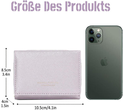 HAIWILL Geldbeutel Damen Klein PU Leder Münzfach 7 Kartenfächer Viele Fächer Lila