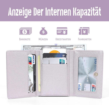 Damen Geldbörse Klein PU Leder Münzfach 7 Kartenfächer Groß Kapazität