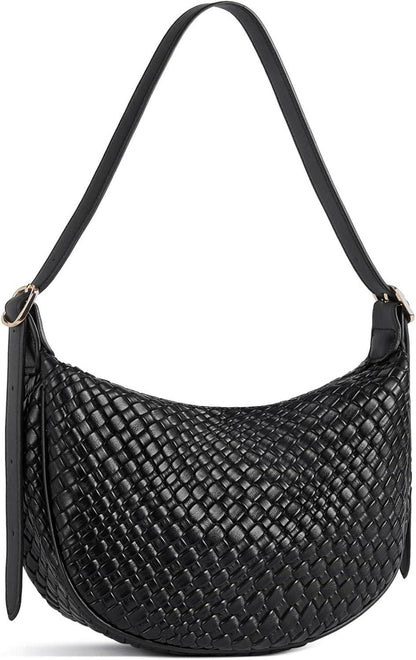 Geflochtene Damen Umhängetasche Retro-Stil Schwarz
