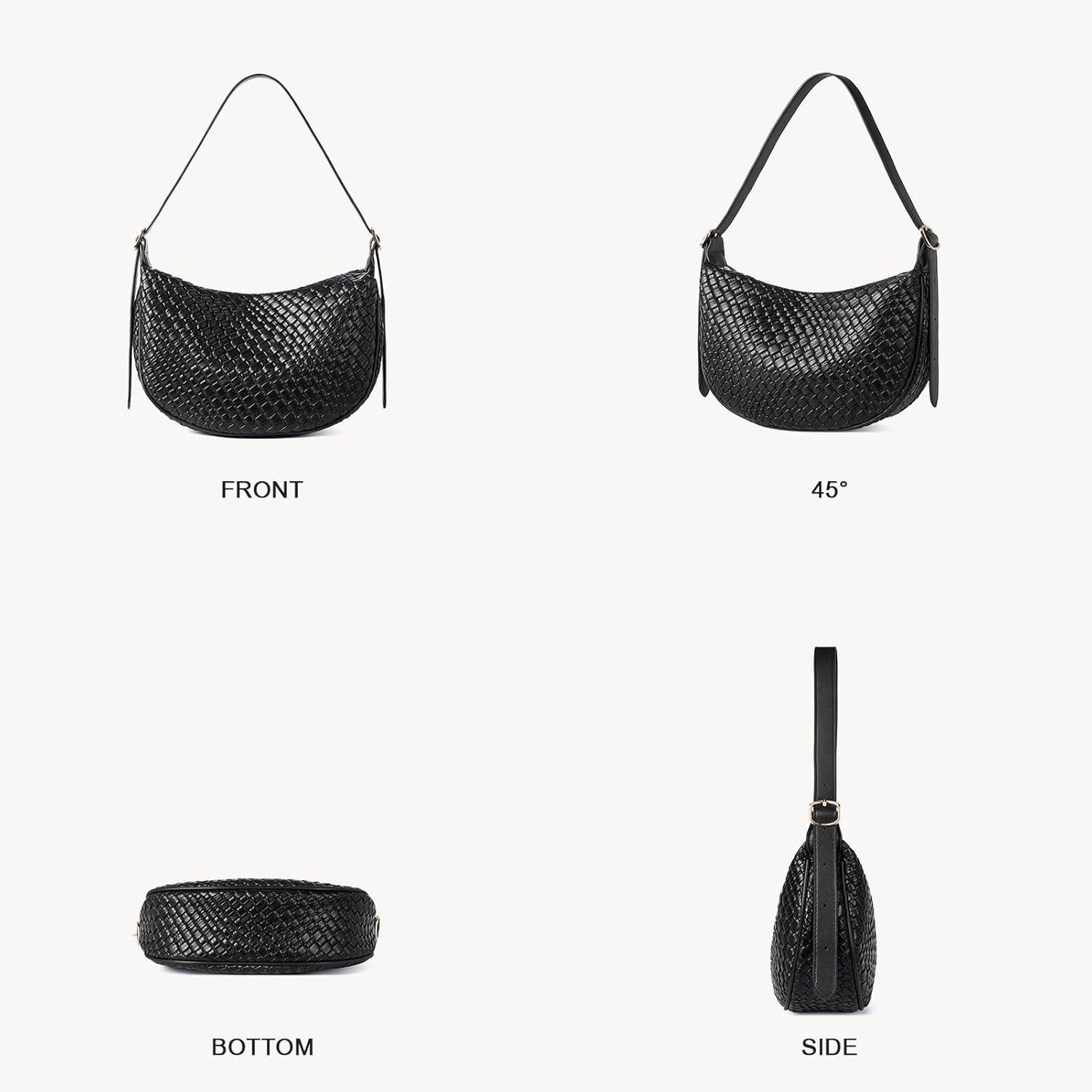 Damen Handtasche Klein Geflochten Umhängetasche Crossbody Bag Schwarz