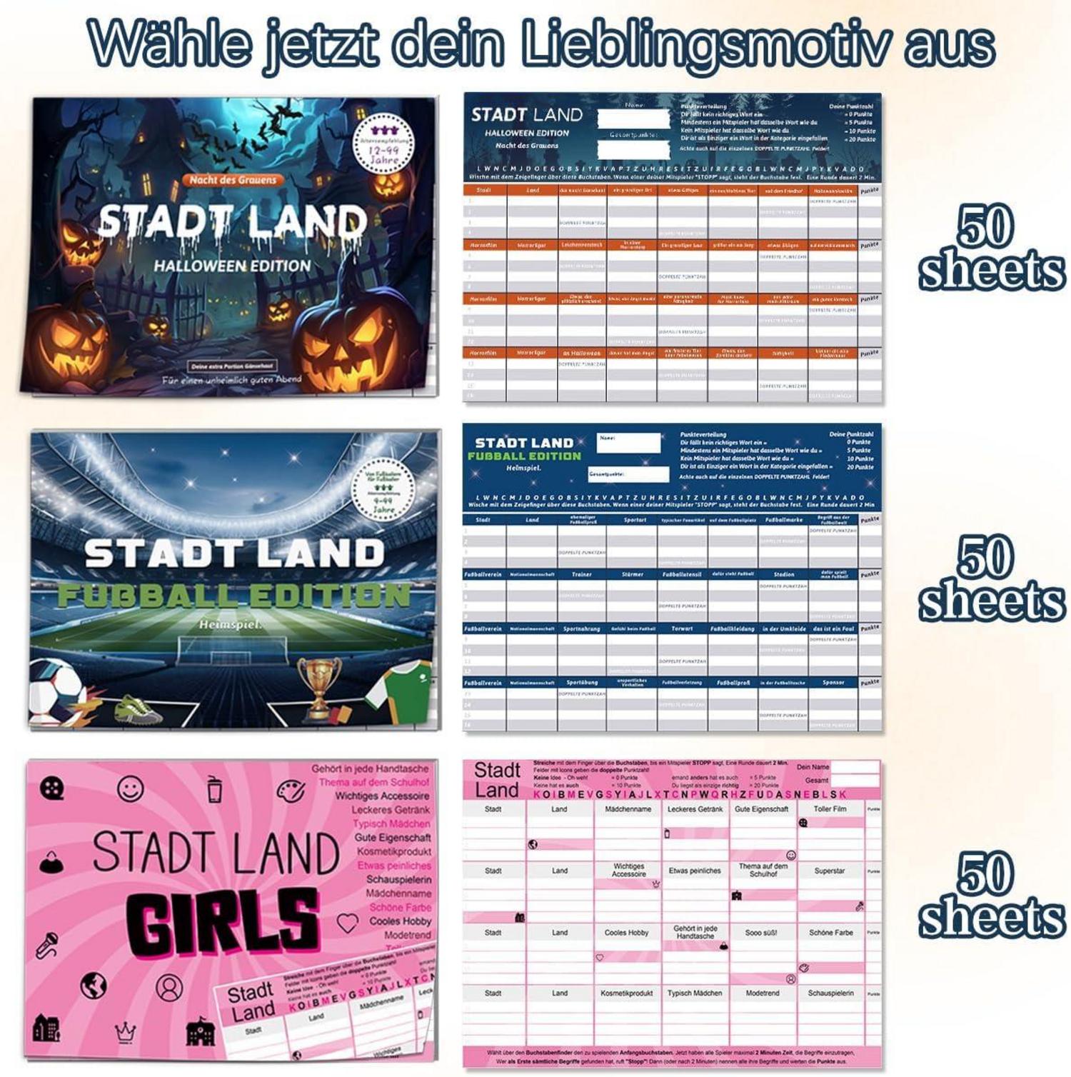 Stadt Land Fussball Edition Spiel Geschenkidee Jungen Activity 50 Blatt