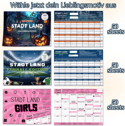 Stadt Land Fussball Edition Spiel Geschenkidee Jungen Activity 50 Blatt