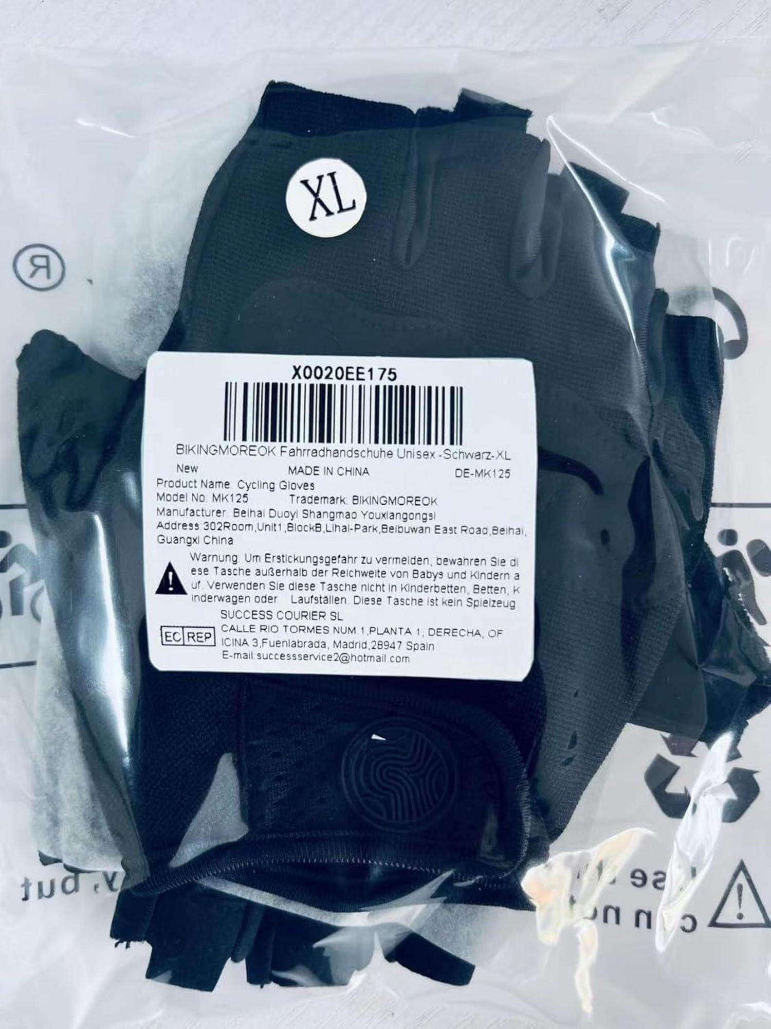 Fahrradhandschuhe Halbfinger Atmungsaktiv Stoßdämpfend XL Schwarz