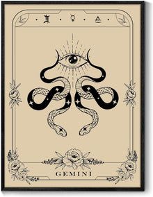 Leinwand Bilder mit Rahmen Schwarz, Konstellation Zwillinge Tarot