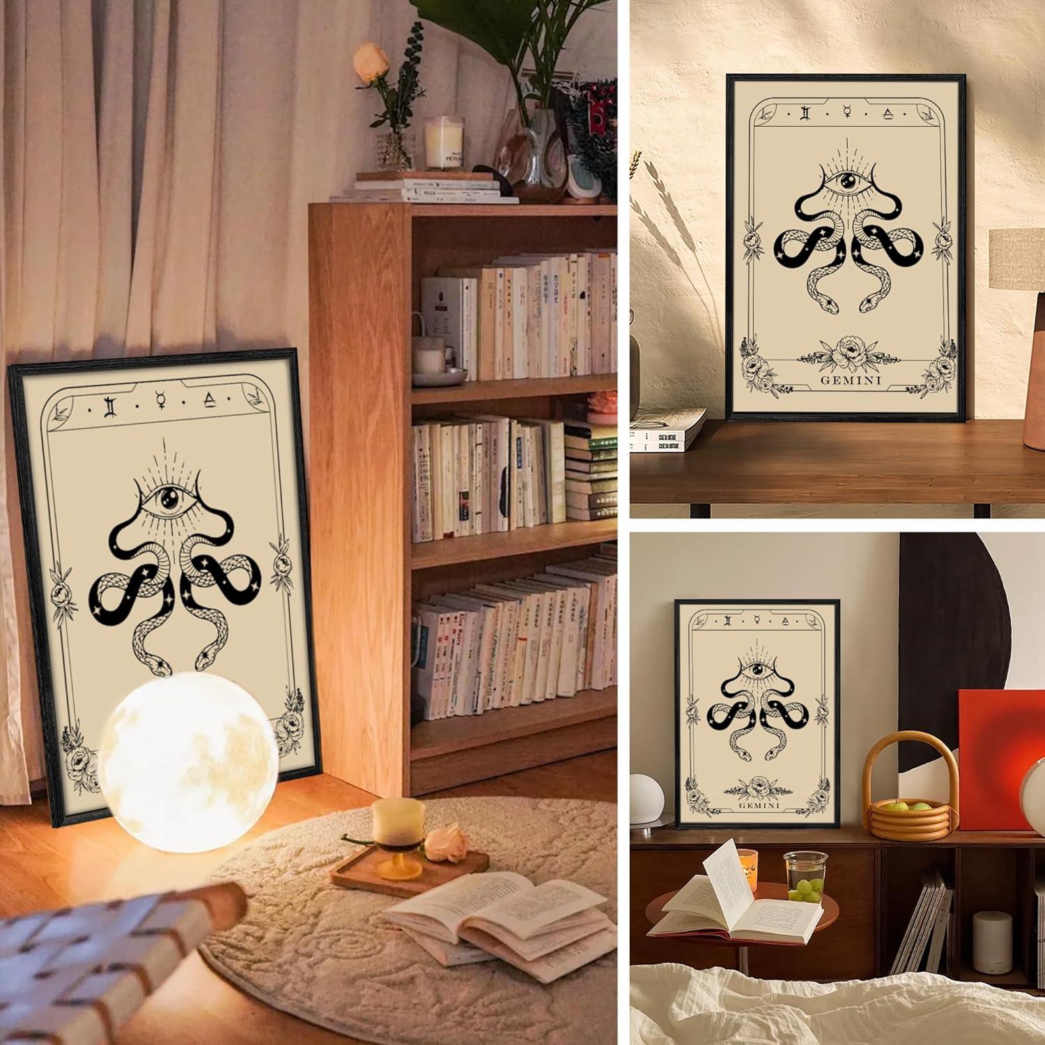 Konstellation Leinwandbilder Schwarz 40x60 cm Zwillinge Tarot Wandbilder Wohnzimmer