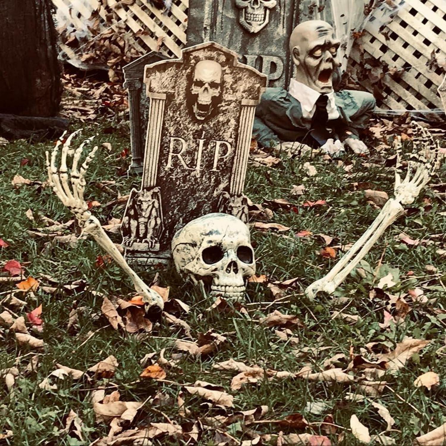 Halloween Deko Skelett Set Outdoor Garten Gruselig Totenkopf Gartendeko