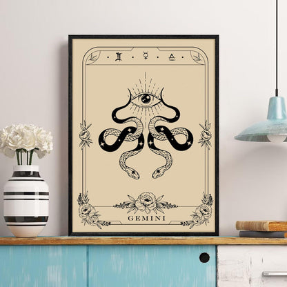 MHARTK66 Konstellation Leinwandbilder mit Rahmen - Schwarz Gothische