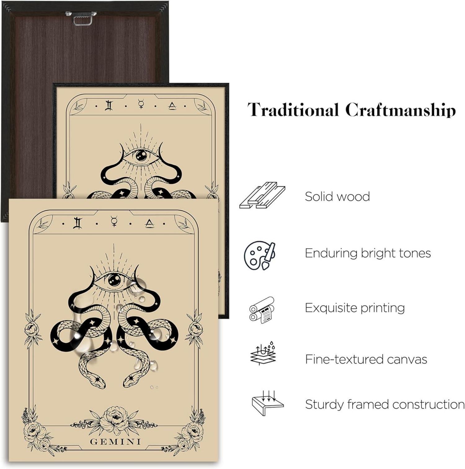 MHARTK66 Konstellation Leinwandbild Schwarz 30x40 cm Zwillinge Tarot Wohnzimmer