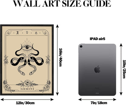 Leinwand Wandbilder mit Rahmen Schwarz 30x40 cm Tarot Zwillinge