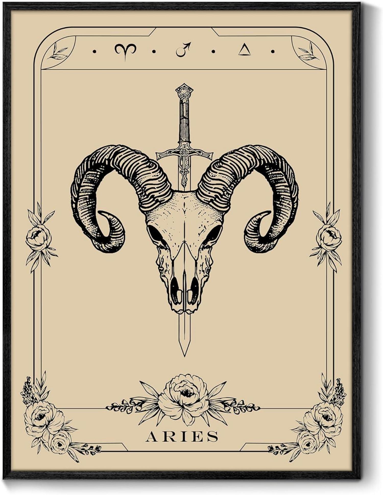 Leinwand Bilder Widder Tarot Schlafzimmer Wandkunst 40x60 Schwarz