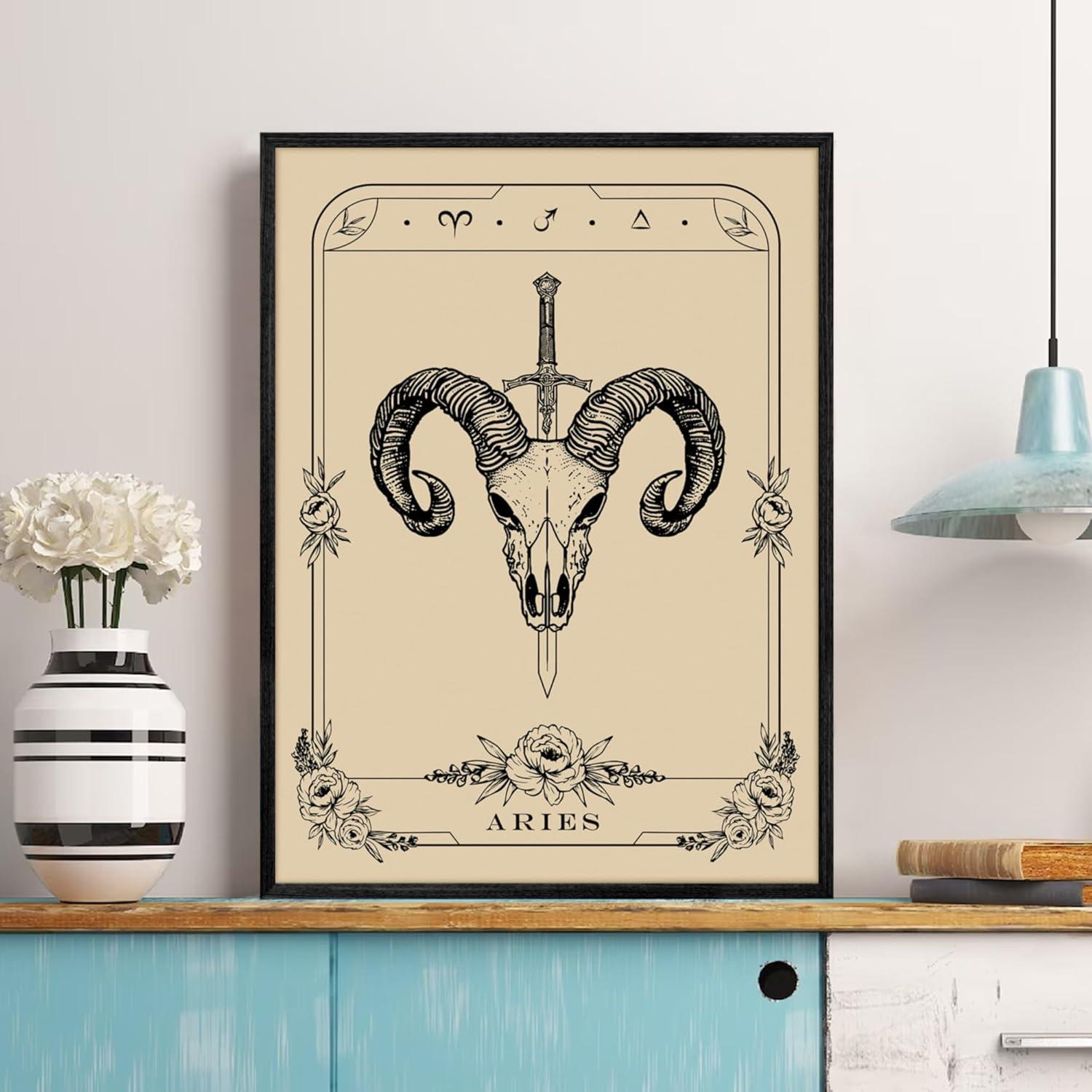 Konstellation Leinwandbild Widder Tarot 40x60 cm Schwarz