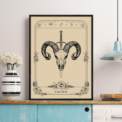 Konstellation Leinwandbild Widder Tarot 40x60 cm Schwarz