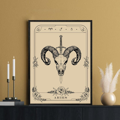 Leinwand Bilder Widder Tarot Schlafzimmer Wandkunst 40x60 Schwarz