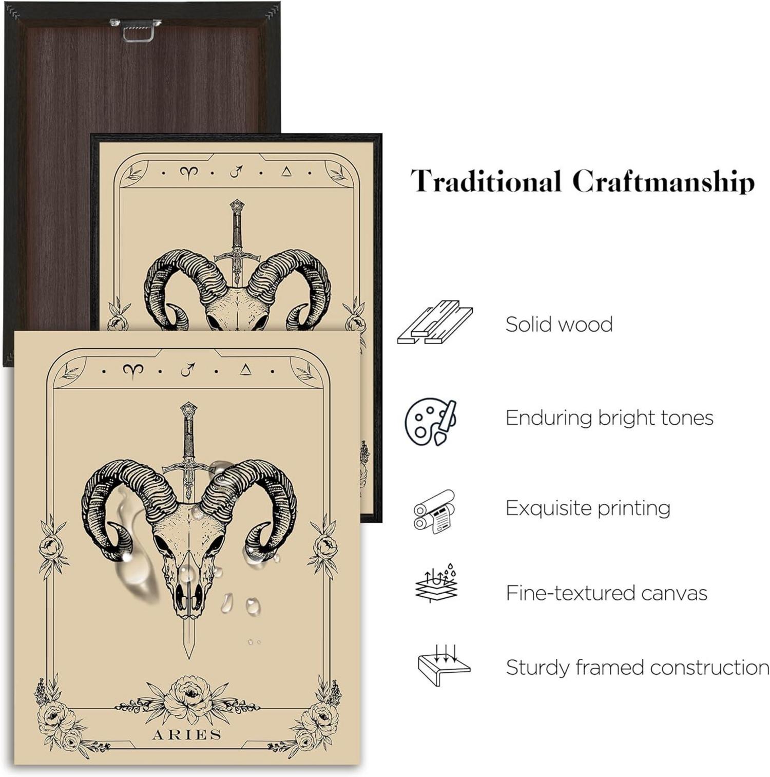 MHARTK66 Konstellation Leinwandbild Widder Tarot 40x60 cm Rahmen Schwarz