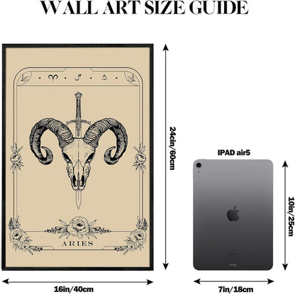 Konstellation Leinwandbild Widder Tarot 40x60 cm Schwarz Rahmen