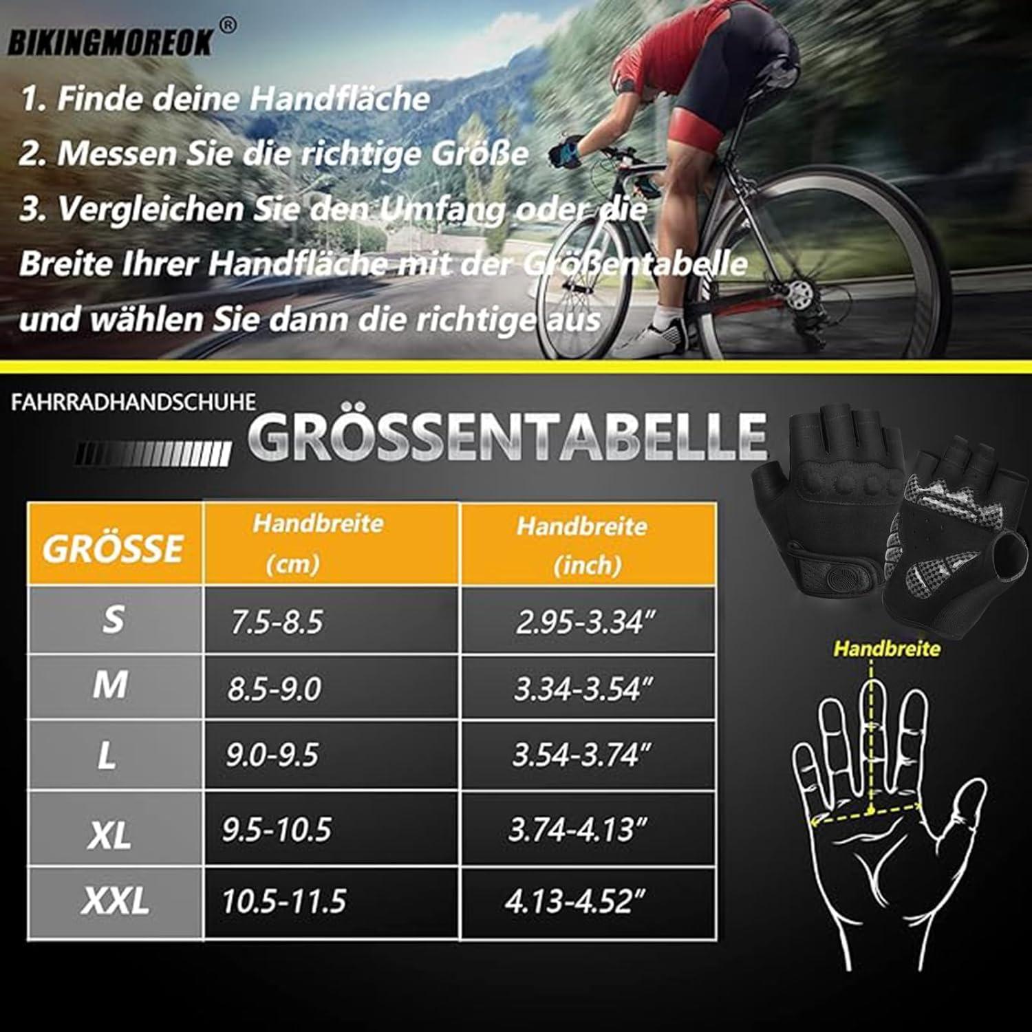 Fahrradhandschuhe Halbfinger Atmungsaktiv Radsporthandschuhe Schwarz M