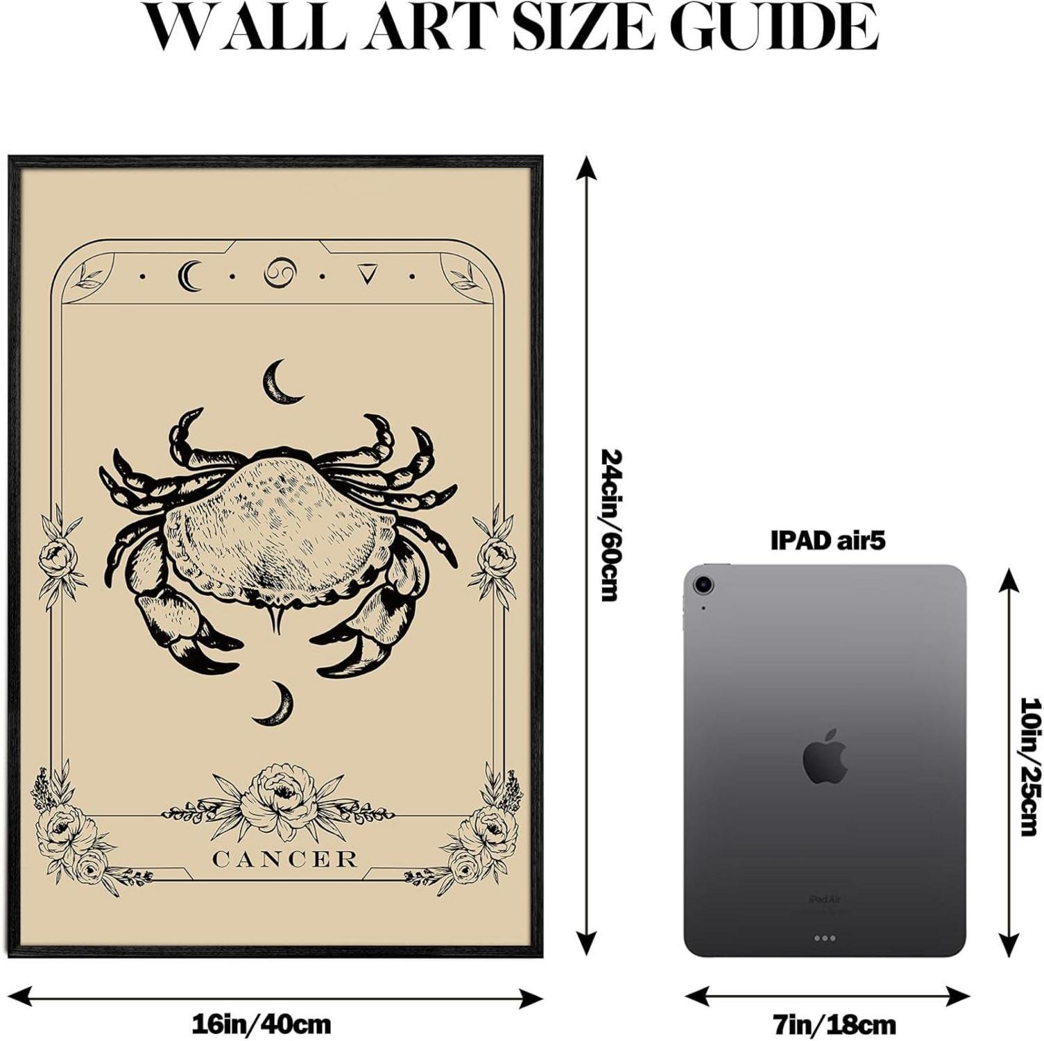 Konstellation Leinwand Bilder mit Rahmen Schwarz Krebs Tarot 40x60 cm