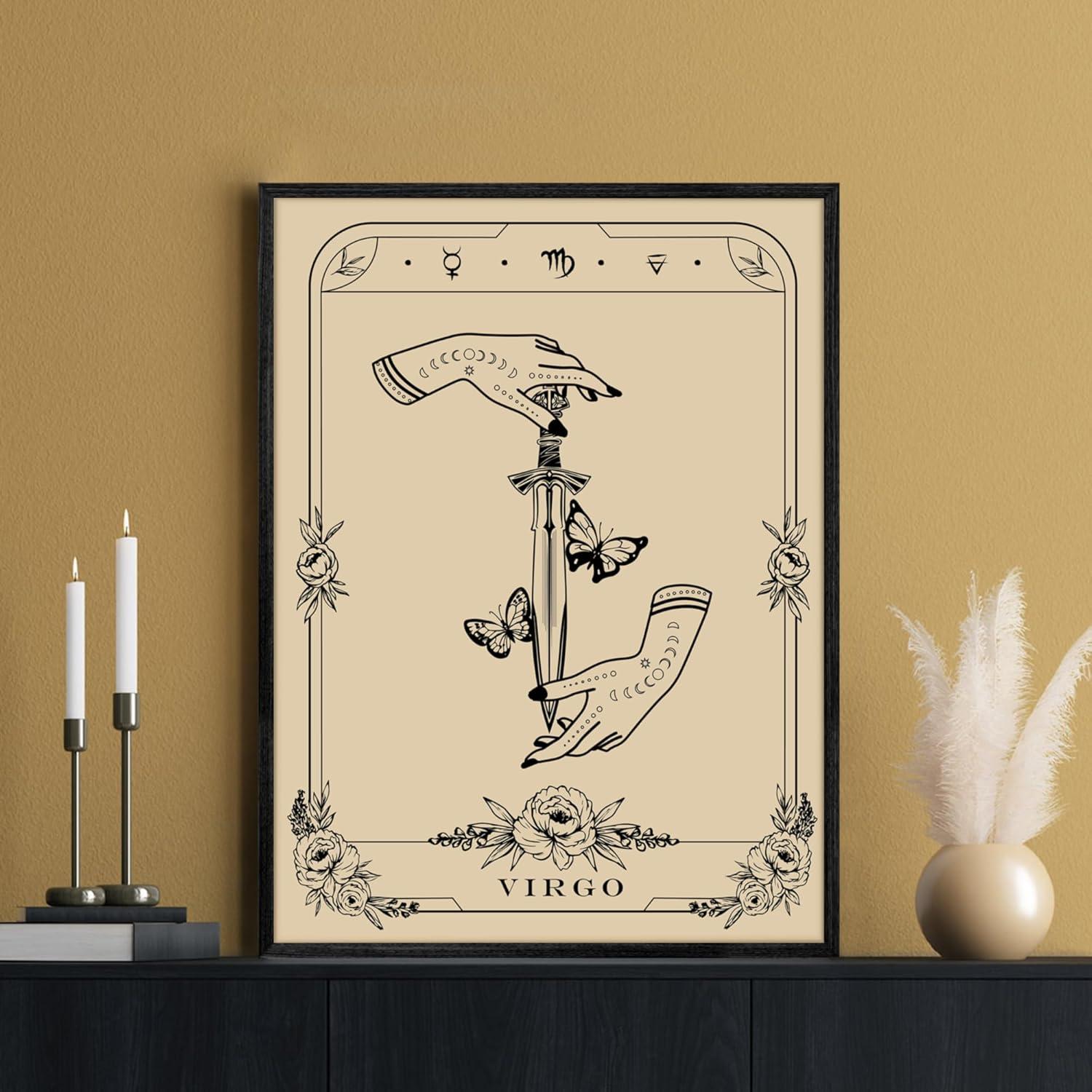 Konstellation Leinwandbilder Schwarz 40x60 Jungfrau Tarot Wandkunst