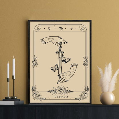 Konstellation Leinwandbilder Schwarz 40x60 Jungfrau Tarot Wandkunst