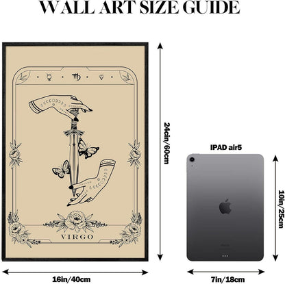 Konstellation Leinwandbild Schwarz mit Rahmen 40x60cm Jungfrau Tarot