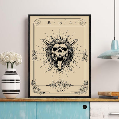 Leinwand Bilder Konstellation Schwarz Löwe Tarot 40x60 cm Wandkunst