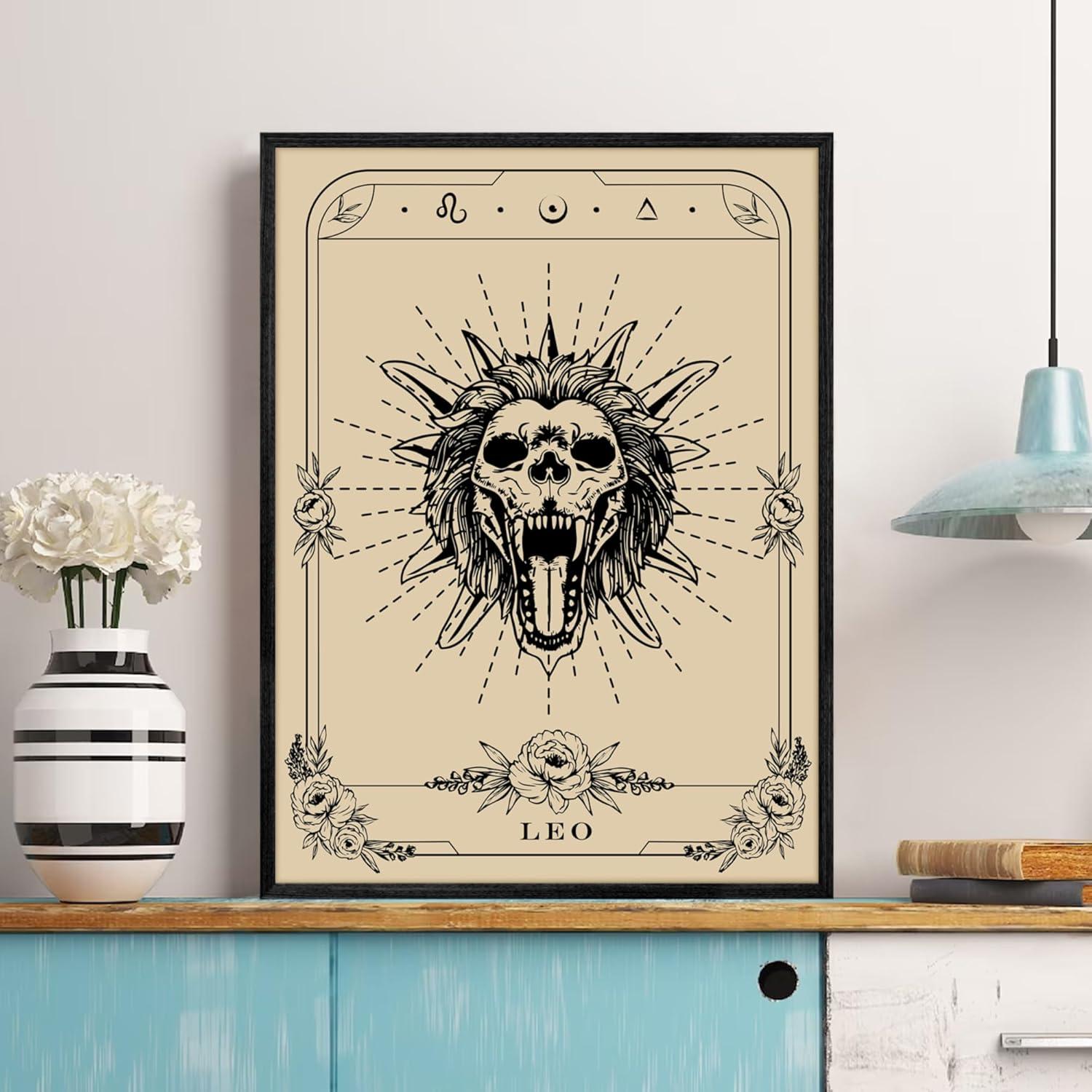 Leinwand Bilder Konstellation Schwarz Löwe Tarot 40x60 cm Wandkunst