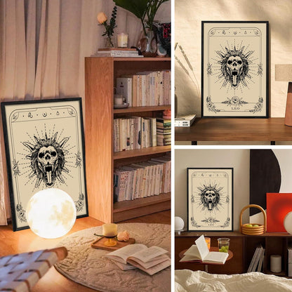 MHARTK66 Konstellation Leinwand Bilder Löwe Tarot Wandbilder 40x60 cm Rahmen Schwarz