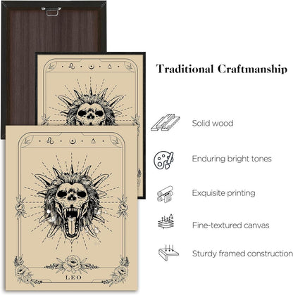 Löwe Tarot Leinwandbild 40x60 cm Schwarz Rahmen - Wandkunst Aesthetic