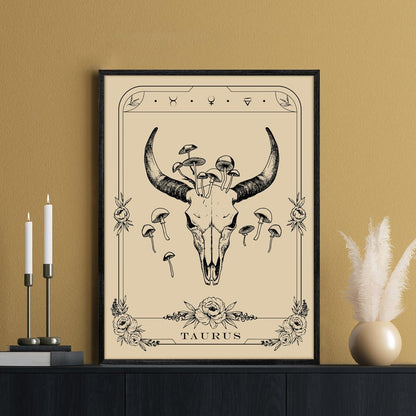 MHARTK66 Konstellation Leinwand Bild Stier Tarot Schwarz