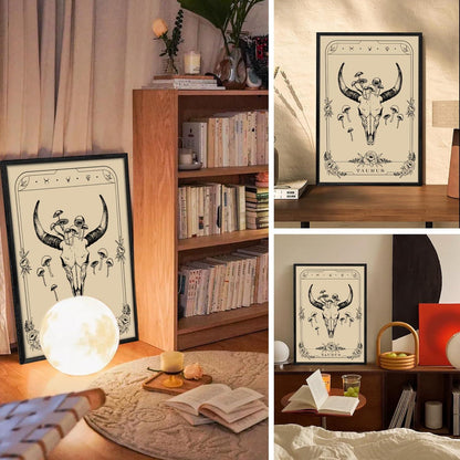 Konstellation Leinwandbilder mit Rahmen, Schwarz, 30x40 cm, Stier Tarot, Wohnzimmer Wandkunst Aesthetic