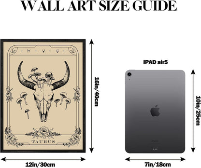 Konstellation Leinwand Bilder mit Rahmen Schwarz 30x40 cm Stier Tarot