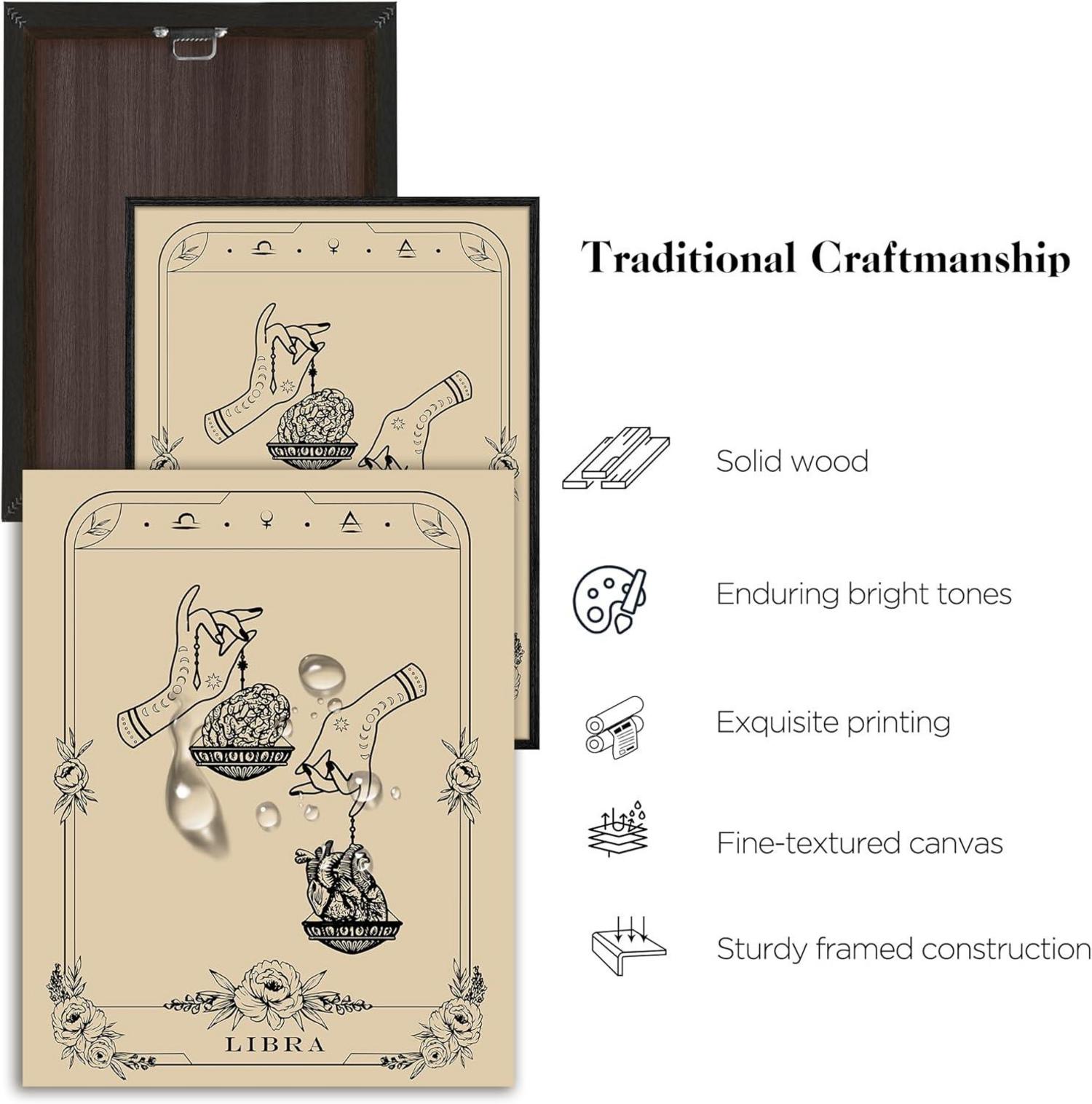 Leinwandbilder mit Rahmen: Waage Tarot 40x60 cm Schwarz