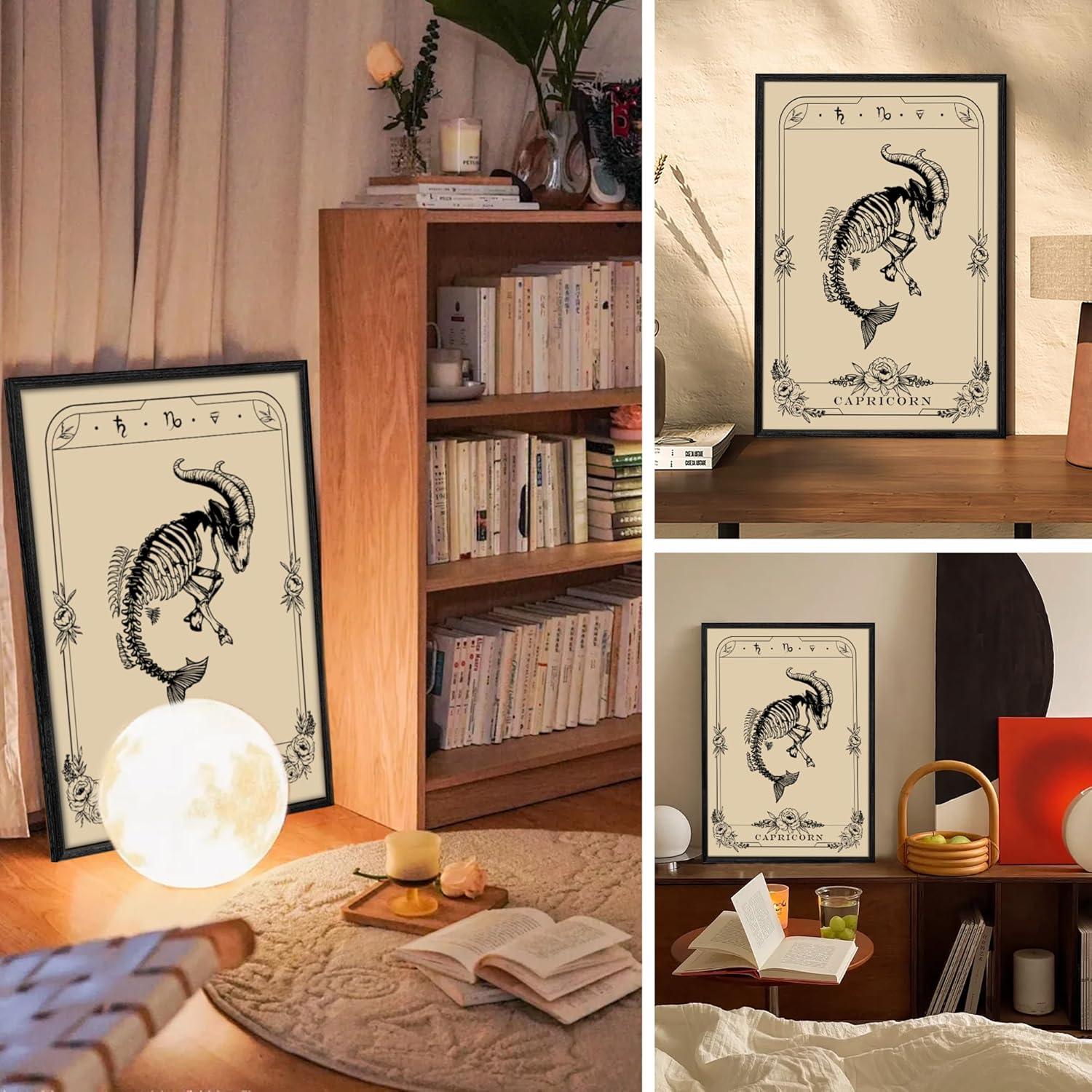 MHARTK66 Konstellation Leinwand Bilder mit Rahmen 40x60 cm, Schwarz, Tarot Wandbilder Aesthetic