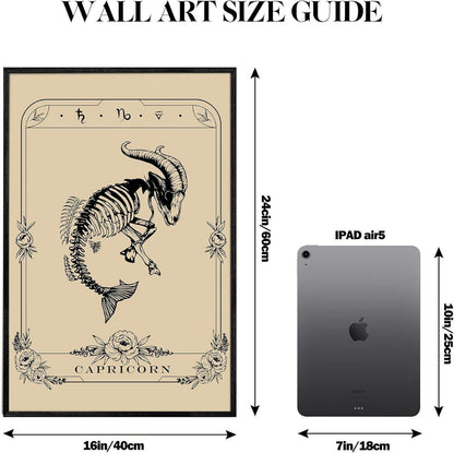 Konstellation Leinwand Bilder mit Rahmen 40x60 cm Schwarz Steinbock