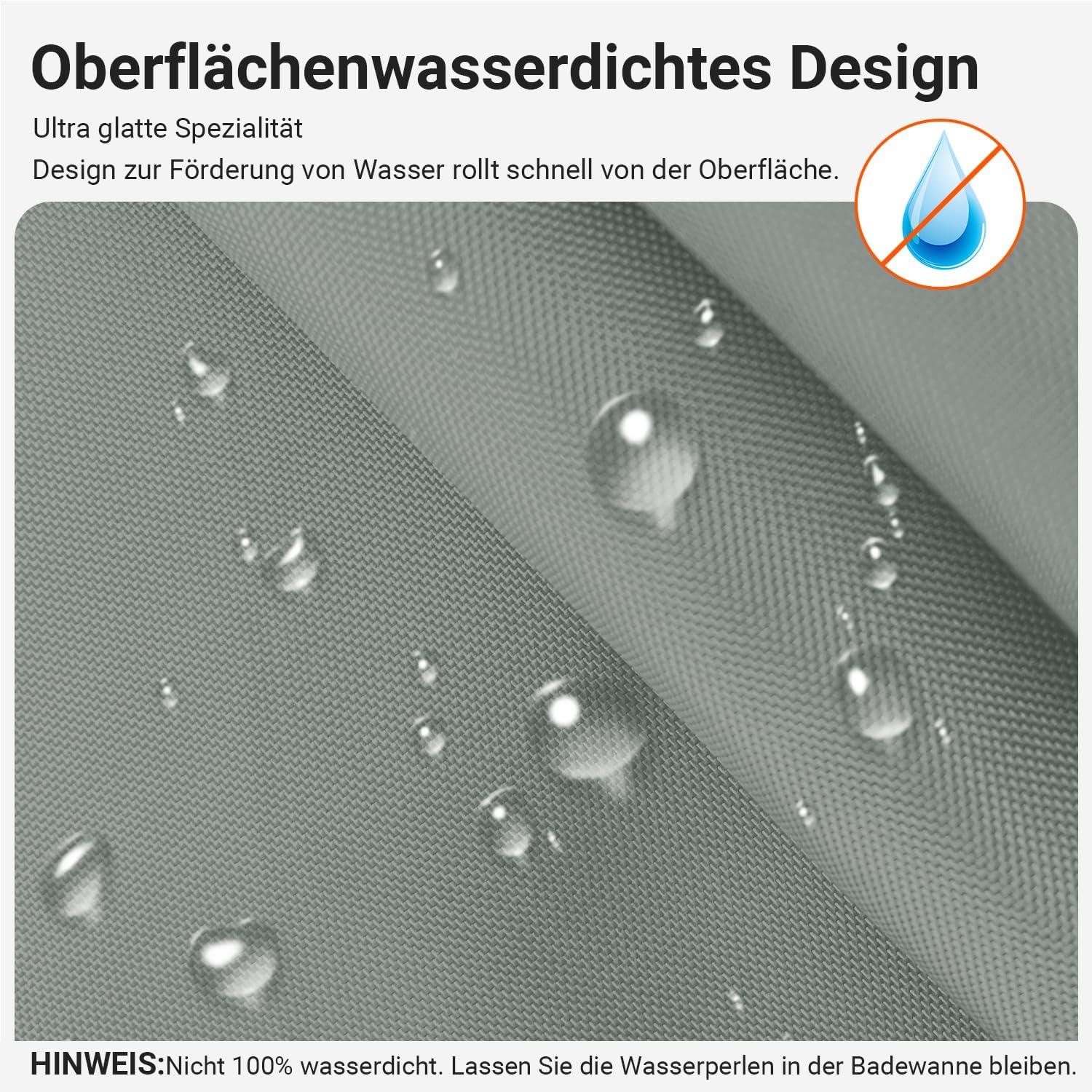 Duschvorhang 240x180cm Grau, Beschwerter Saum