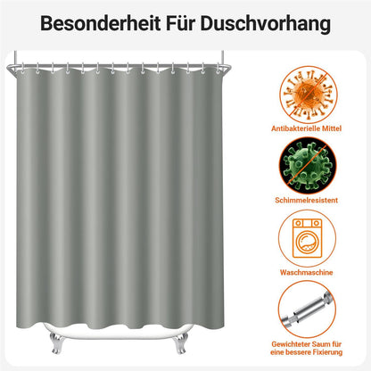 Duschvorhang Grau 240x180cm Wasserabweisend Antischimmel Stoff mit