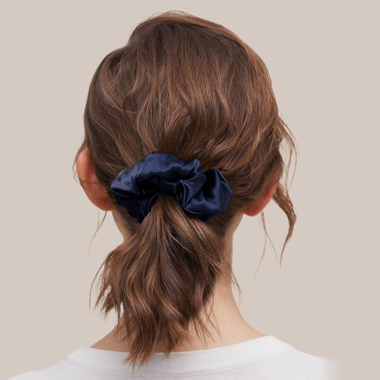 LILYSILK 100% Seide Haarbänder Damen 2er Pack Dunkelblau Oliv