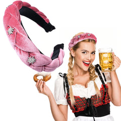 Oktoberfest Rosa Haarreif Samt Stirnband Edelweiss Damen