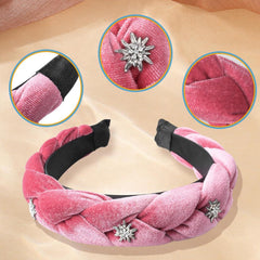 Oktoberfest Rosa Haarreif Samt Stirnband Edelweiss Damen