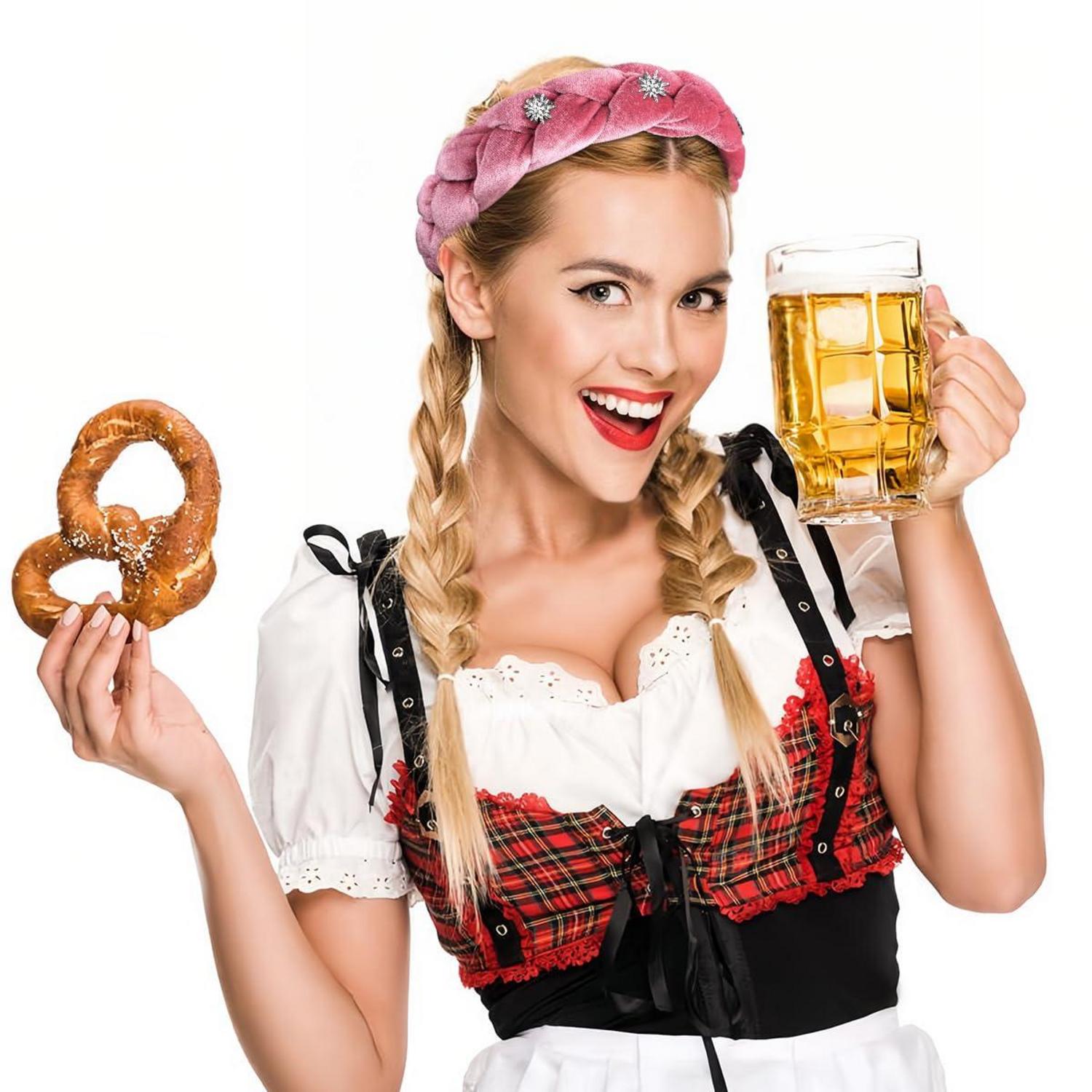 Oktoberfest Rosa Haarreif Samt Dirndl Edelweiss Damen Haarband